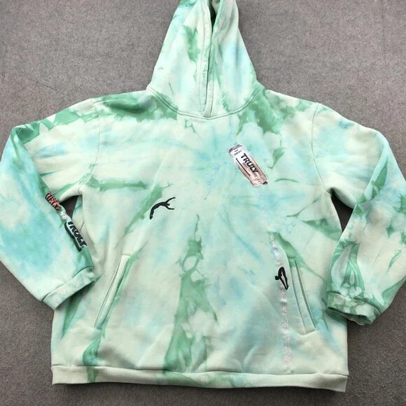Mr Eatwell x Truly Hoodie Mens XL Tie Dye Pullover Embroidered Rose Can Drink